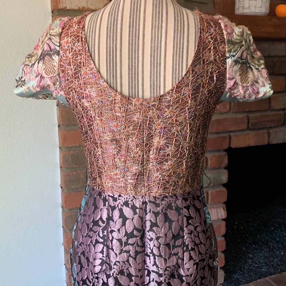 Anthropologie Byron Lars “Beguile” Pieced Brocade Dress Embroidered Floral Sz 2P - Picture 13 of 16